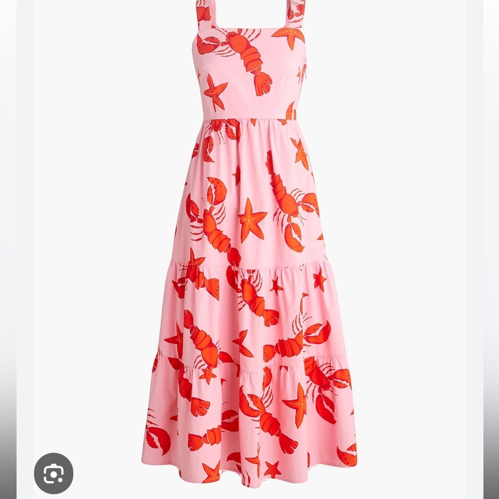 NWTS J Crew Pink Lobster Midi Dress. Love this dress, worn once!
